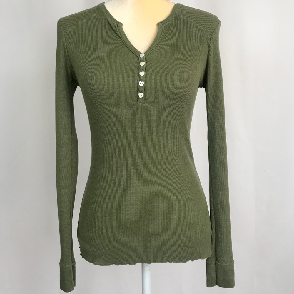 Love Rocks Green Long Sleeve Tee w/ Heart Buttons